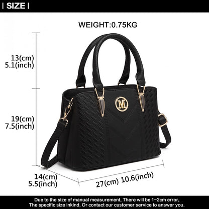 Miss Lulu Leather Look Weave Effect Shoulder Bag