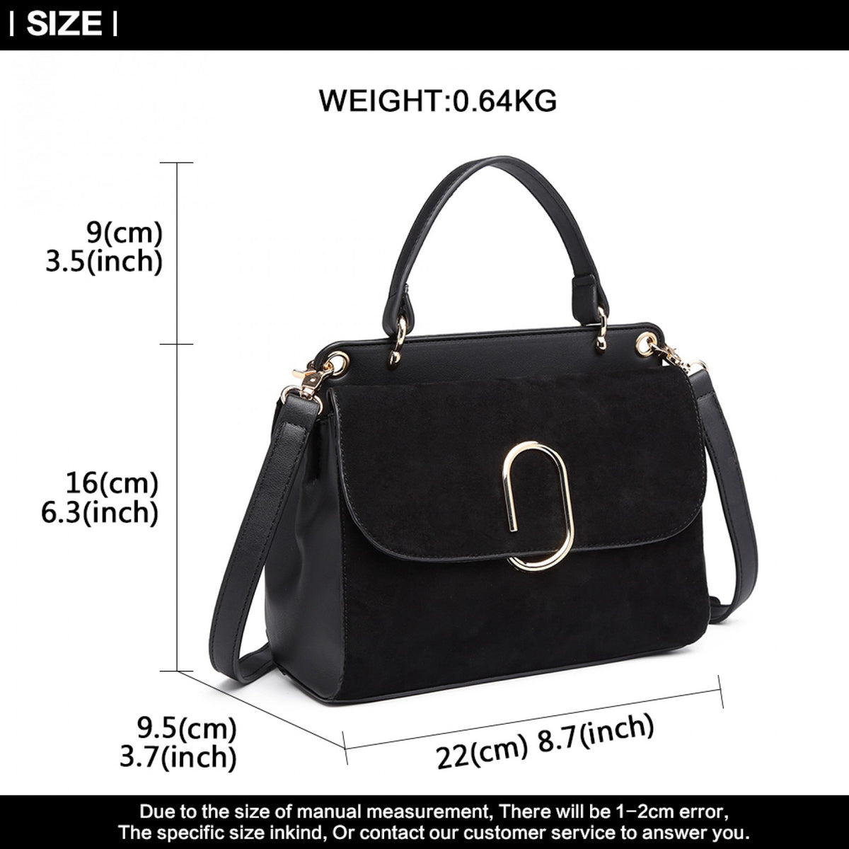 Kono Miss Lulu Stylish Ladies Leather Handbag Shoulder Bag Black