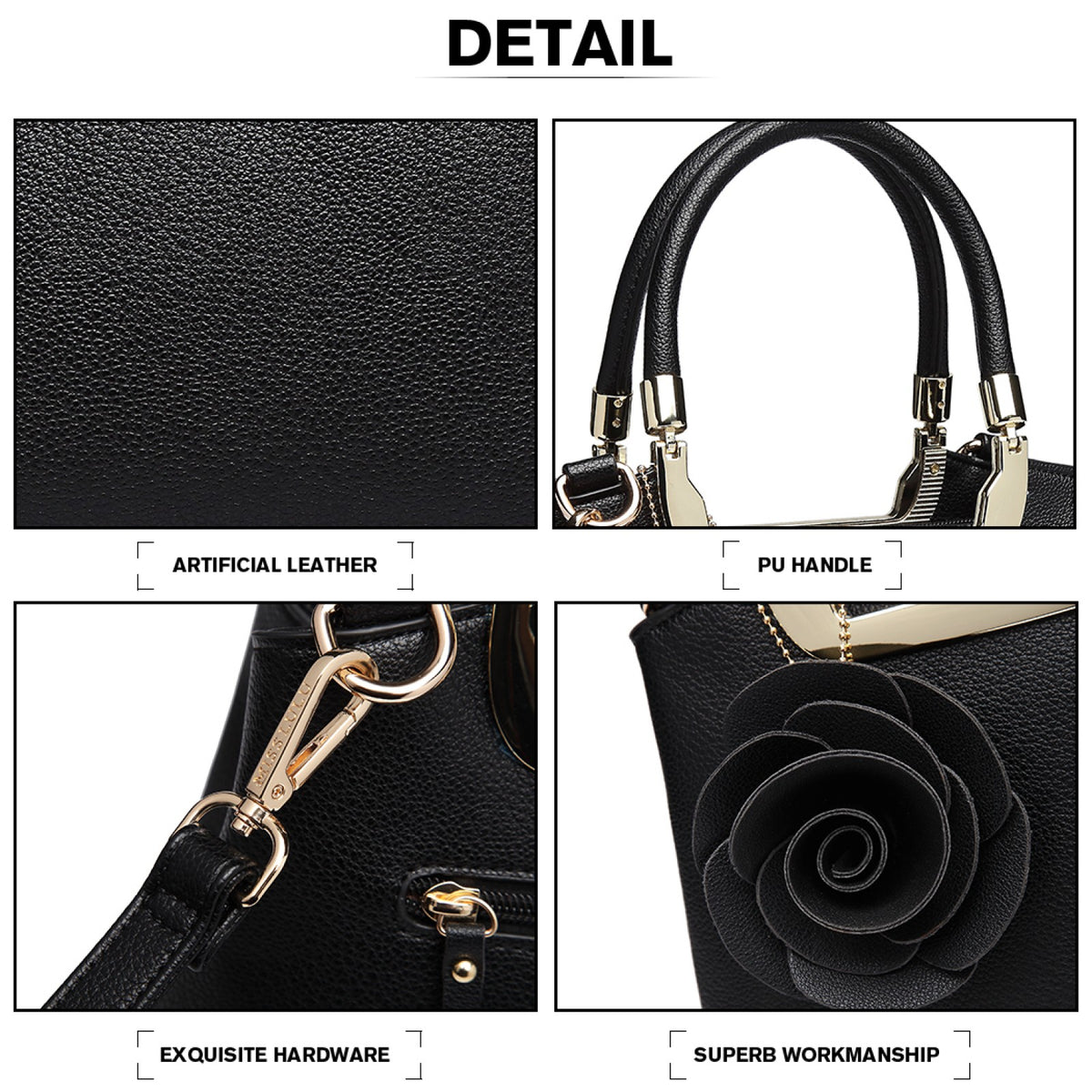 Kono Miss Lulu PU Leather Rose Hanging Ornament Handbag