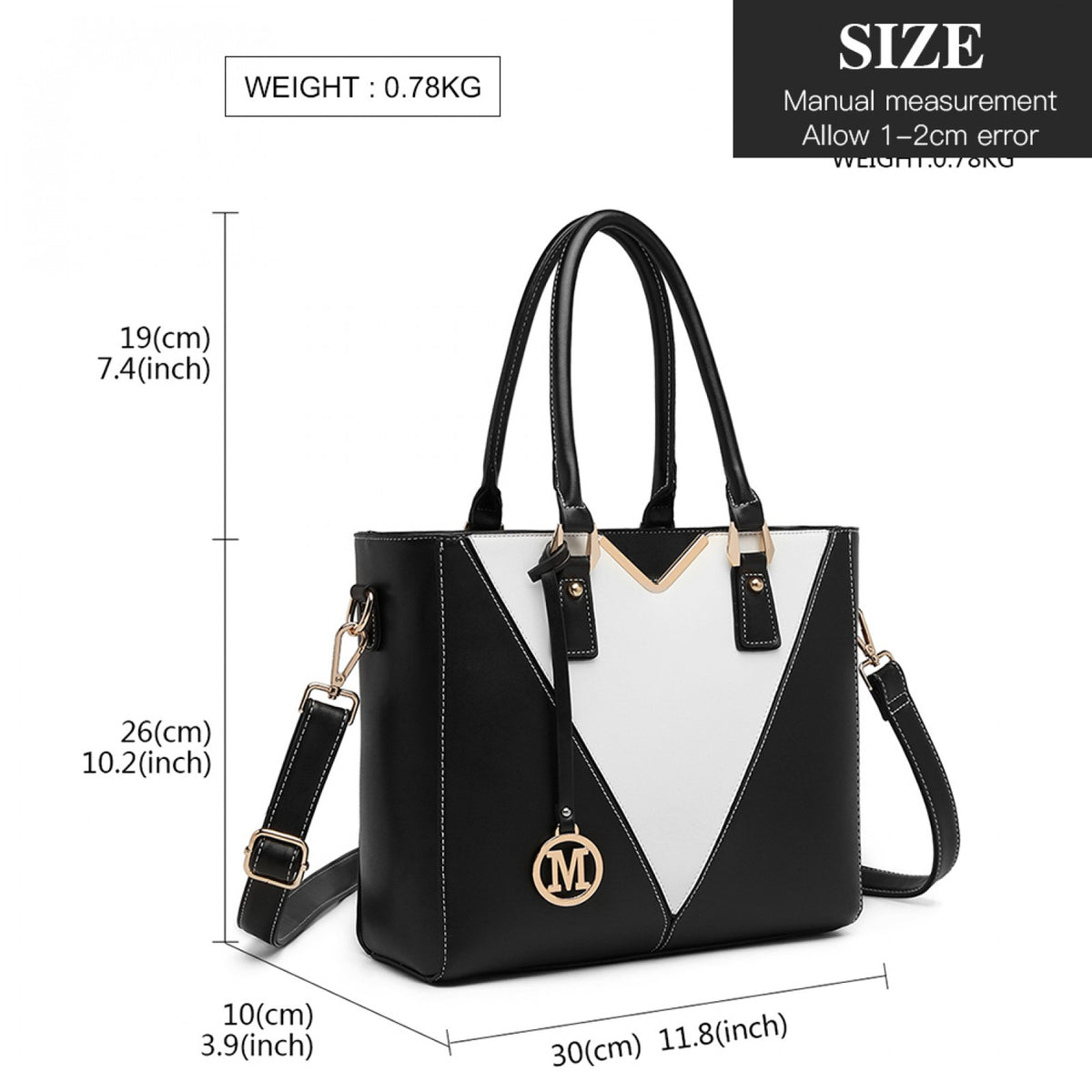 Miss Lulu Leather Look V-Shape Shoulder Handbag