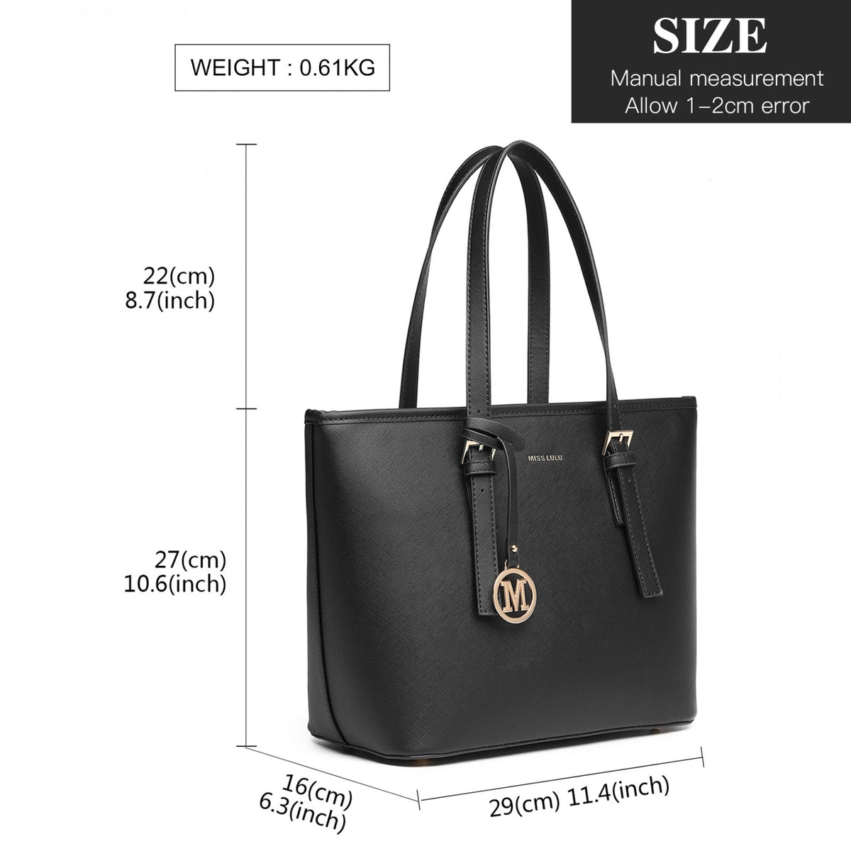Miss Lulu Minimalist Tote Handbag Structured