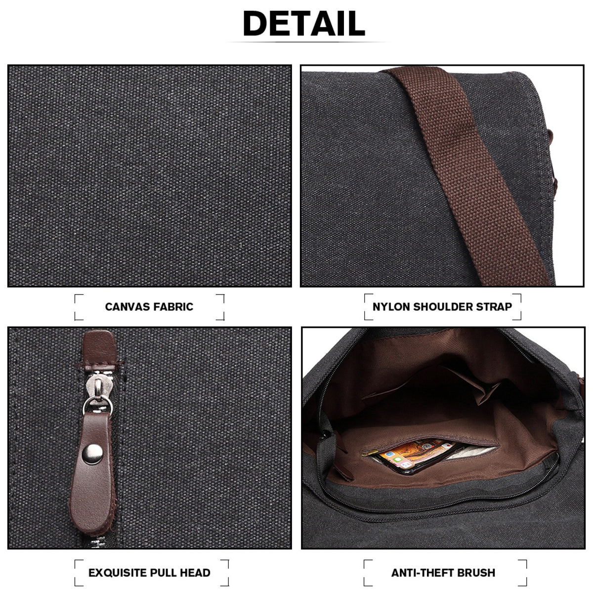 Kono RFID-Blocking Retro Style Canvas Cross Body Messenger Bag