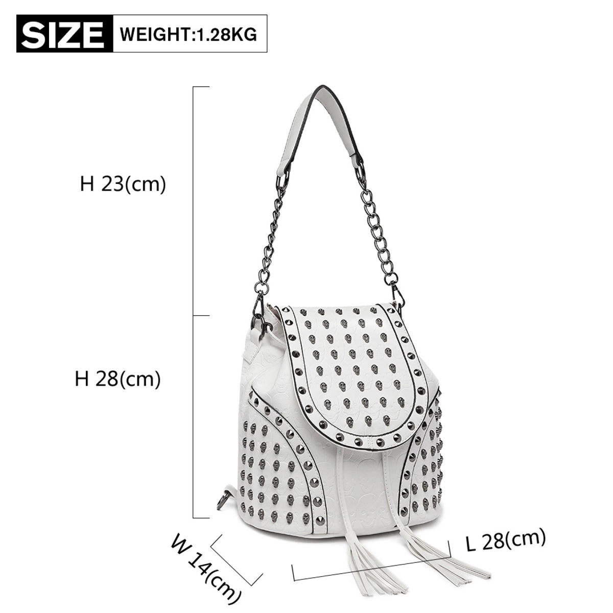 Miss Lulu Skull Studded Backpack Shoulder Bag