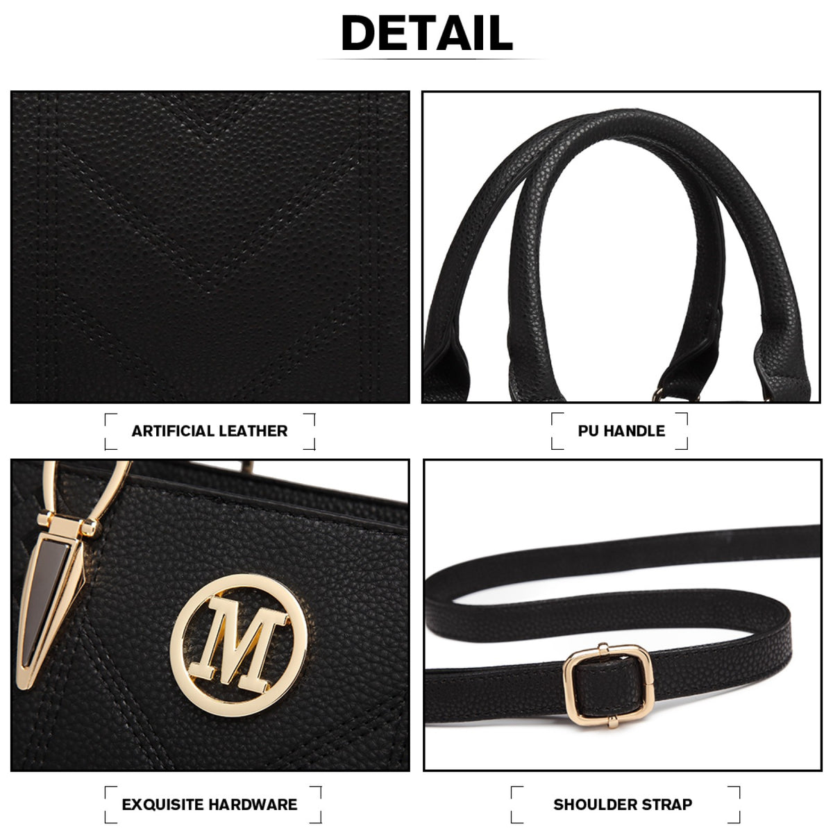 Miss Lulu Leather Look Weave Effect Shoulder Bag