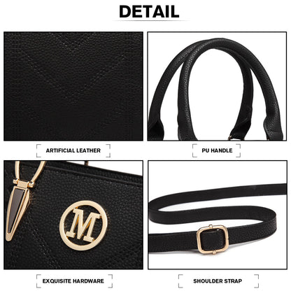 Miss Lulu Leather Look Weave Effect Shoulder Bag