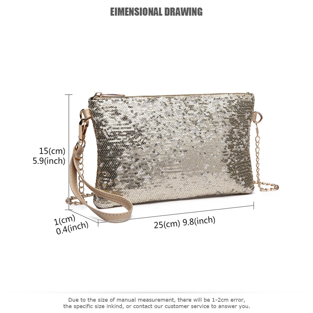 Kono Miss Lulu Sequins Clutch Evening Bag Light