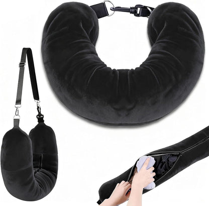 Stuffable Neck Pillow for Travel, Travel Pillow Stuffable with Clothes, Travel Neck Pillows with Adjustable Straps for Essentials Extra Luggage(Grey)