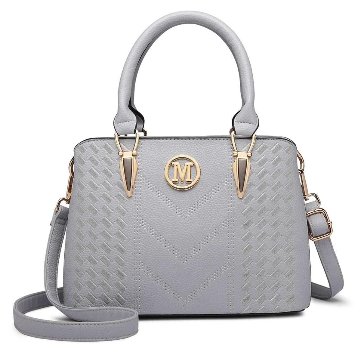 Miss Lulu Leather Look Weave Effect Shoulder Bag
