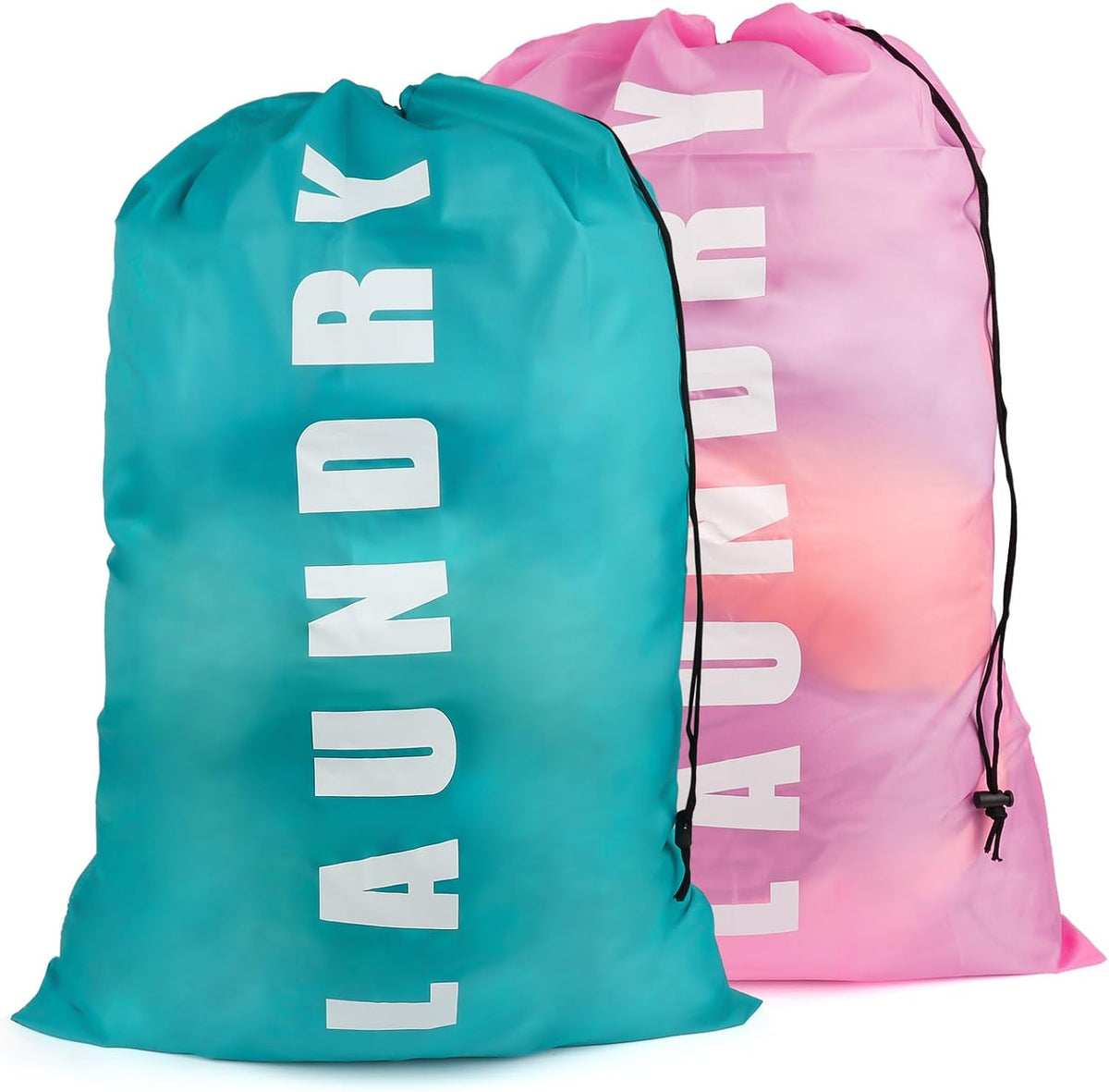 2 PCS Travel Laundry Bags, 24" X 36" Portable Large Laundry Bag (Grey,Blue)