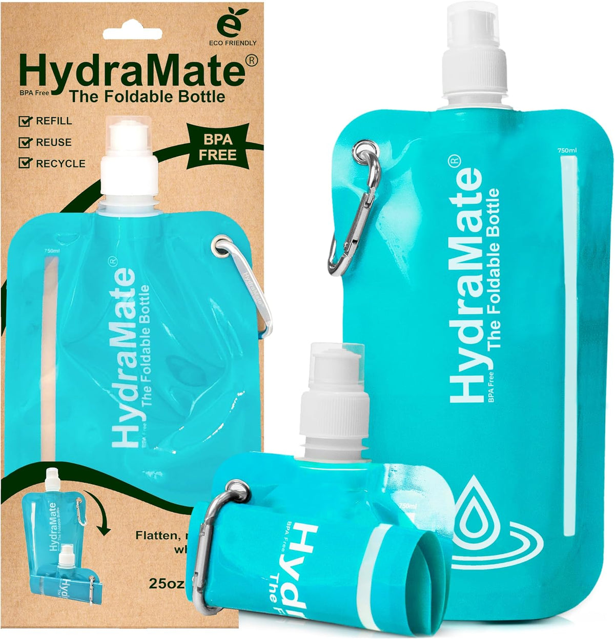 Collapsible Water Bottle - Foldable Water Bottle - 750Ml Blue
