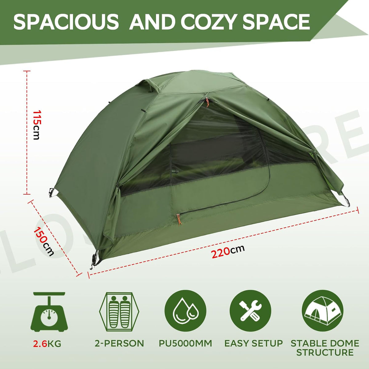 Waterproof 1/2/3/4 Man Tent, Lightweight Camping Tent