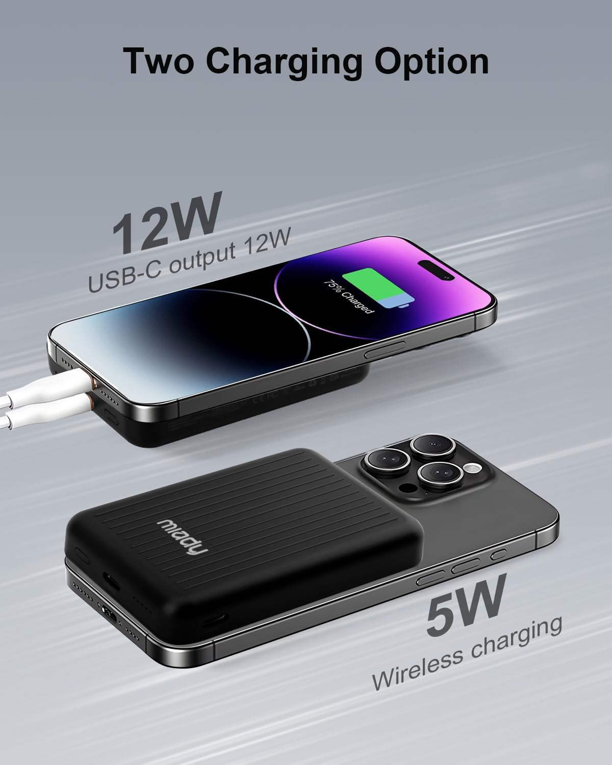 for Magsafe Power Bank, 5000Mah Magnetic Slim Portable Charger