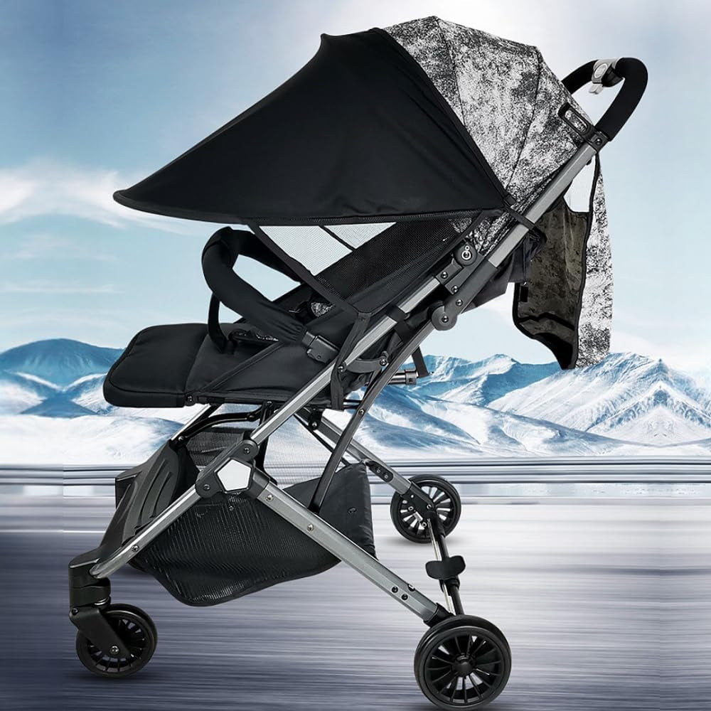 Pram Sun Shade Cover Baby Sunshade UPF 50 + Adjustable Sun Shade Canopy Breathable Pram Sun Shade for Pushchair Stroller Buggy Pram