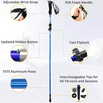 Trekking Pole, Collapsible Walking Hiking Stick for Men Women, Ultralight Aluminum Ski Pole with EVA Grip