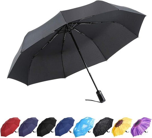 Compact Travel Umbrella Automatic Windproof 10 Ribs Lightweight Folding