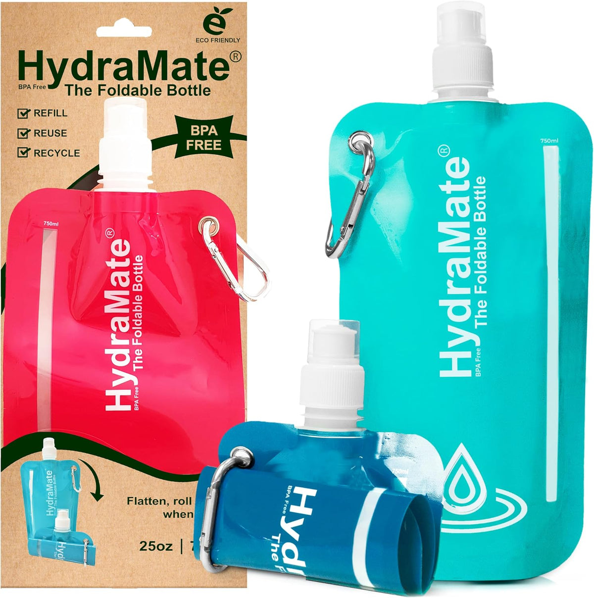 Collapsible Water Bottle - Foldable Water Bottle - 750Ml Blue