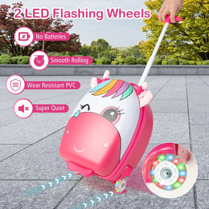 Kids Luggage with Light-Up Wheels and Telescopic Handle