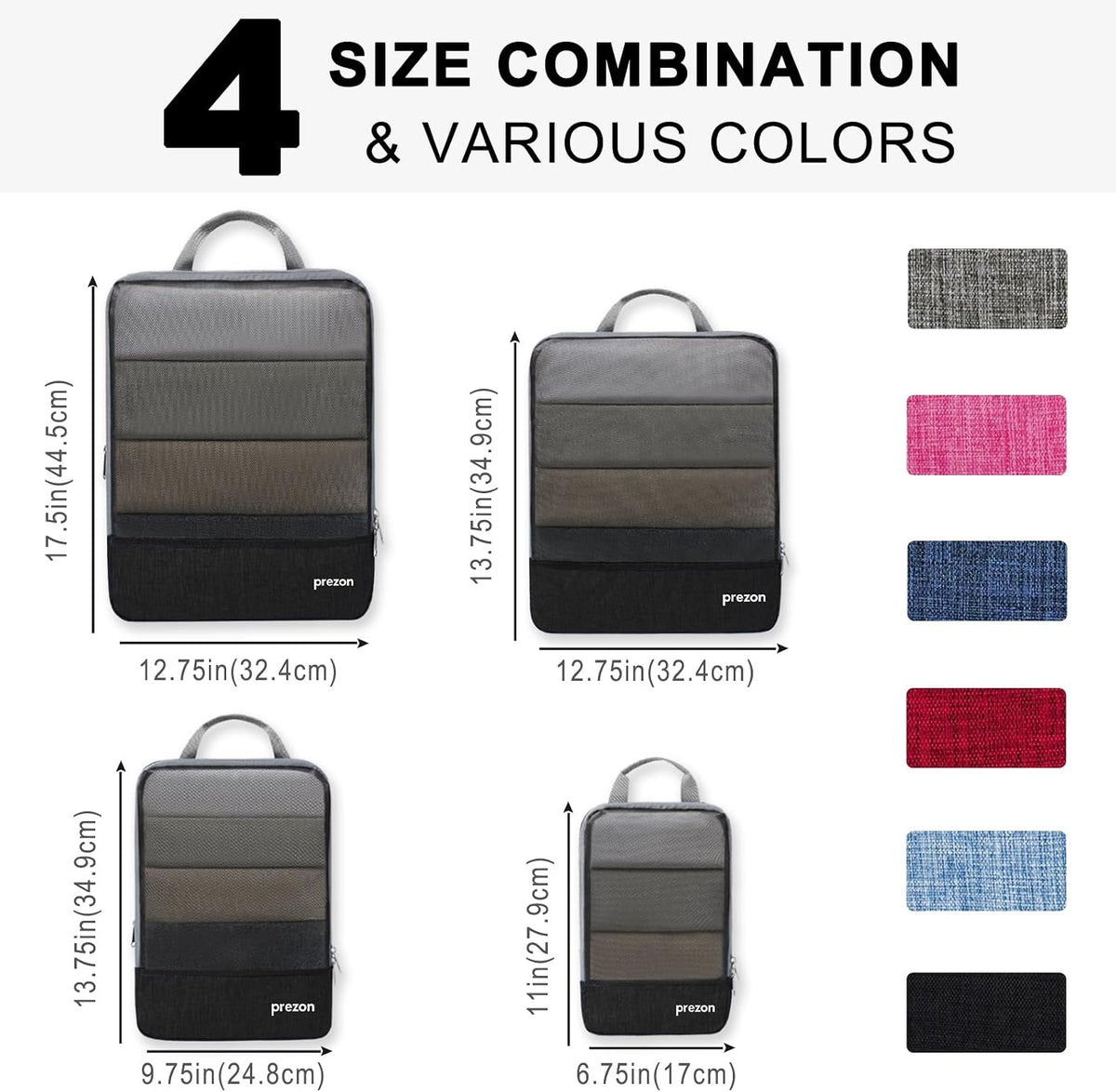Compression Packing Cubes, Luggage Organiser Set, Extensible Suitcase Organiser, Packing Organisers for Suitcases, Packing Cubes for Travel or Home Storage