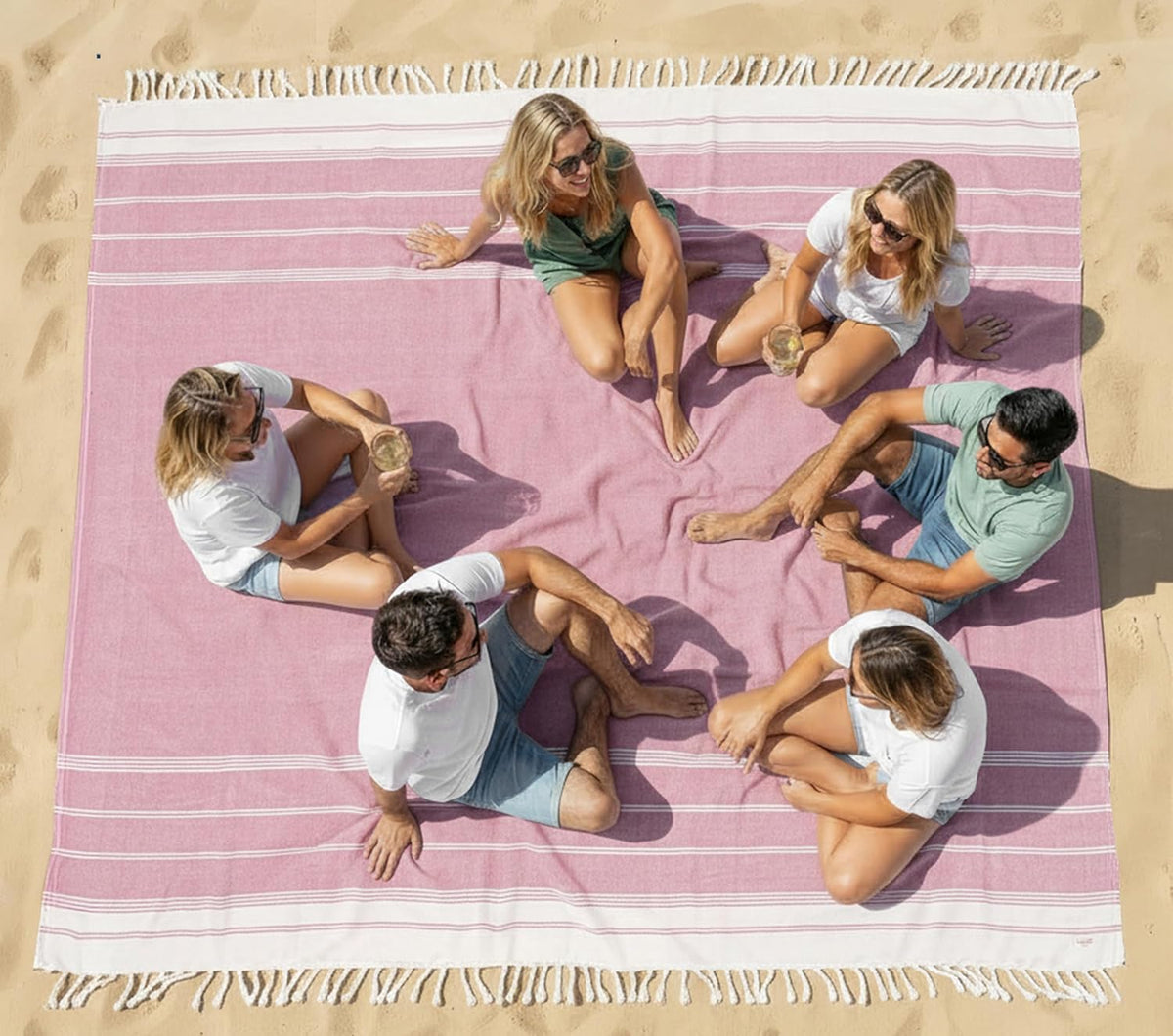 Extra Large Turkish Cotton Beach Towel Blanket – Jumbo Sand-Free Quick Dry Travel Blanket – Oversized 208X208 Cm Towel for Camping, Beach & Picnic - Regal Orchid