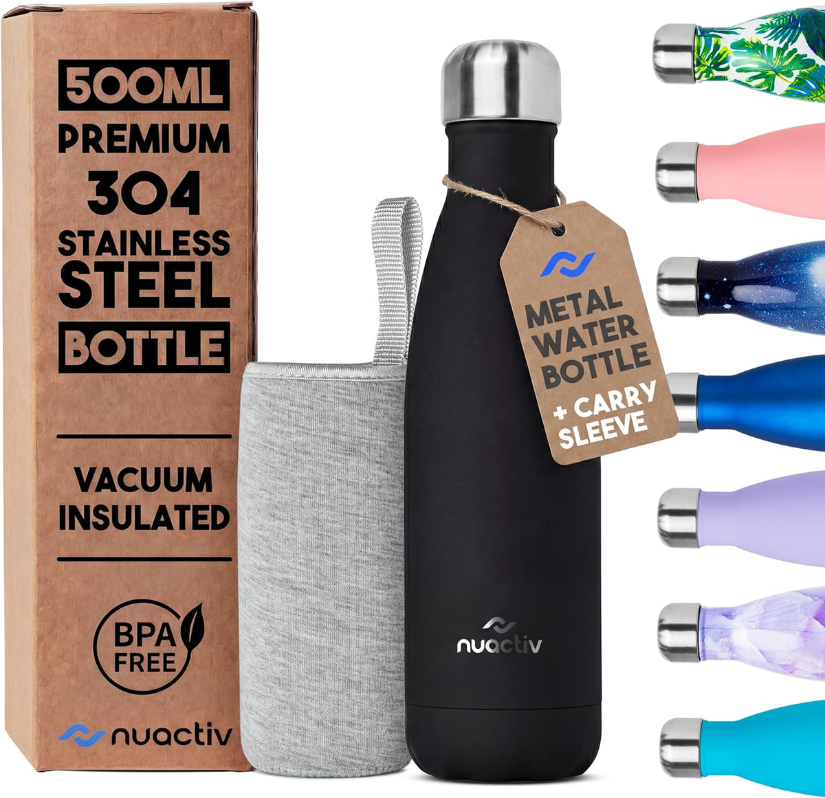Stainless Steel Water Bottle 500Ml Vacuum Insulated Metal Flask