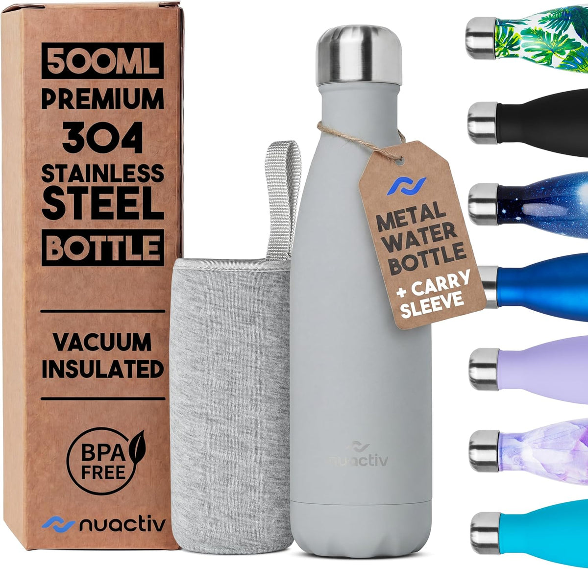 Stainless Steel Water Bottle 500Ml Vacuum Insulated Metal Flask