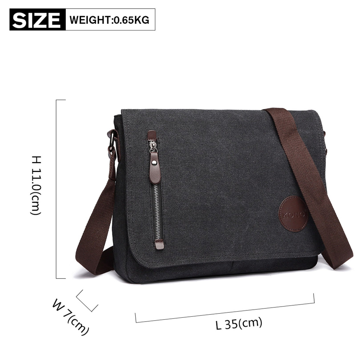Kono RFID-Blocking Retro Style Canvas Cross Body Messenger Bag