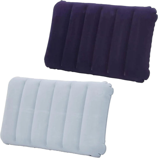 2 PCS Inflatable Camping Pillow,Ultralight Compact Blow up Pillow,Soft Flocked Blow up Pillow,Waterproof Portable for Beach Travel Sunbathing Camping Sleeping Outdoor (Purple, Grey)