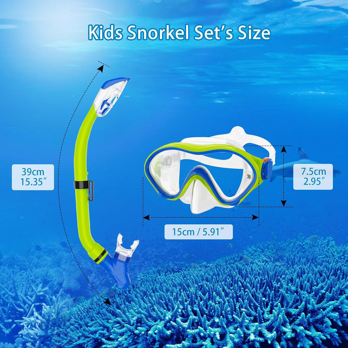 Snorkeling Gear for Kids with Foldable Silicone Full Dry Snorkel, Kids Snorkel Set anti Leak Youth Junior Snorkeling Package Diving Mask Soft Tube with Mesh Bag Swimming Goggles