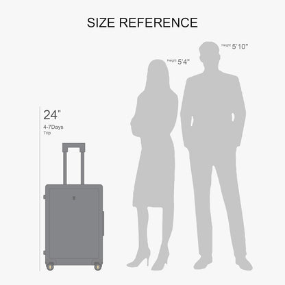 Checked Luggage 24 Inch Suitcase Hand Luggage Lightweight 100% PC Micro-Diamond Textured Design, Medium Size with Wheels, TSA Approved Hard Shell for Women Men for Travel(66Cm, 65,Dark Grey)