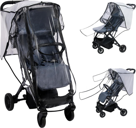 Universal Rain Cover for Pushchair, Pram Rain Cover for Stroller Buggy, Baby Travel Weather Shield with Two-Way Zipper Open on Front, All Seasons Rain Wind Snow Winter Protection