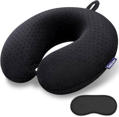 Travel Neck Pillow Memory Foam Airplane Pillows, Black