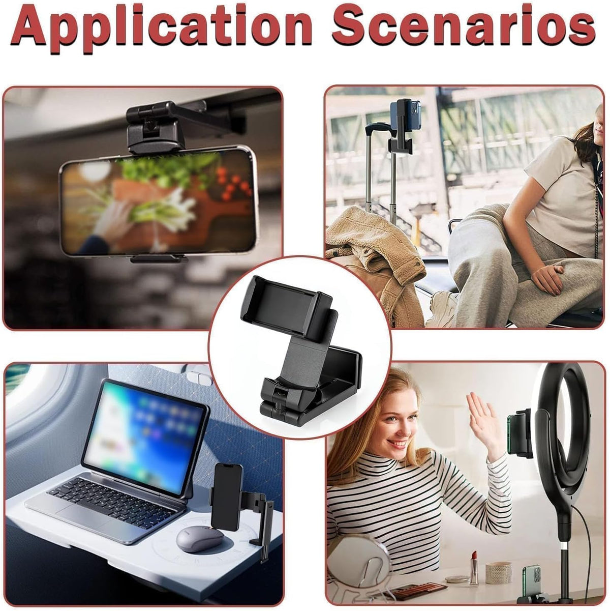 Airplane Phone Holder Adjustable 360 Degree Rotation Phone Stand for Plane