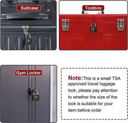 TSA Luggage Locks with Keys, [4 Packs][8 Keys]  Key Travel Locks, Suitcase Padlock for Luggage, Keyed Luggage Locks Brass for Gym Lockers, Laptop Bags,Travel Suitcases（Black