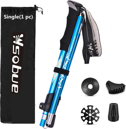 Trekking Pole, Collapsible Walking Hiking Stick for Men Women, Ultralight Aluminum Ski Pole with EVA Grip