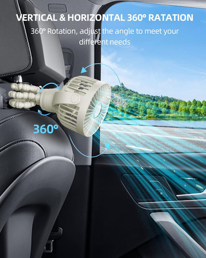 Portable Pram Fan, Small Rechargeable Clip on Fan with Digital Display