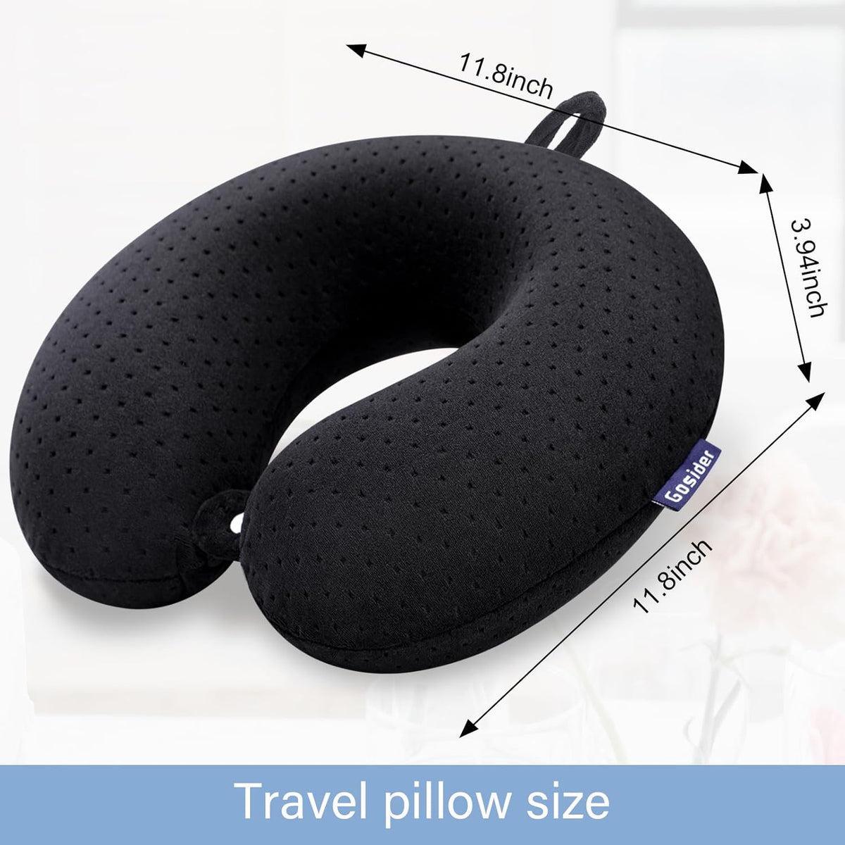 Travel Neck Pillow Memory Foam Airplane Pillows, Black