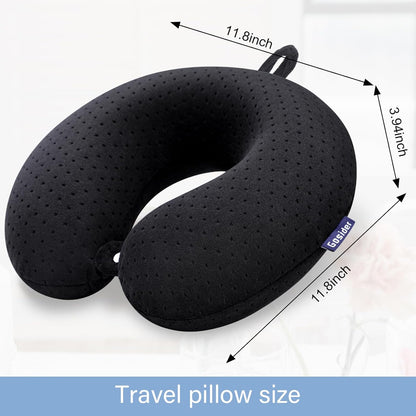 Travel Neck Pillow Memory Foam Airplane Pillows, Black