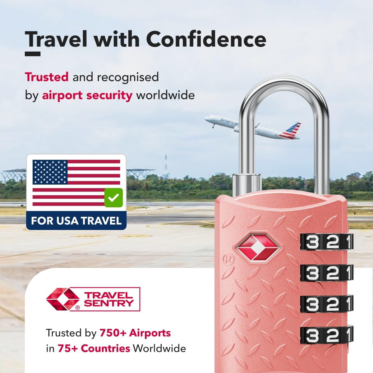TSA Padlock for Suitcases, TSA Approved Luggage Locks for Travel