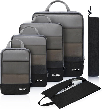 Compression Packing Cubes, Luggage Organiser Set, Extensible Suitcase Organiser, Packing Organisers for Suitcases, Packing Cubes for Travel or Home Storage