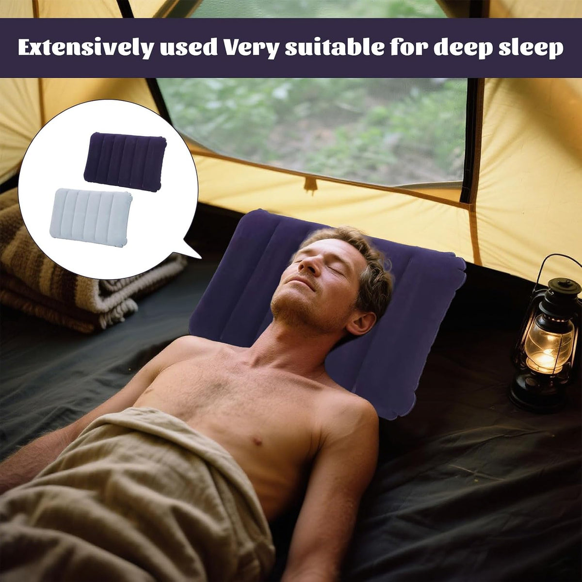 2 PCS Inflatable Camping Pillow,Ultralight Compact Blow up Pillow,Soft Flocked Blow up Pillow,Waterproof Portable for Beach Travel Sunbathing Camping Sleeping Outdoor (Purple, Grey)
