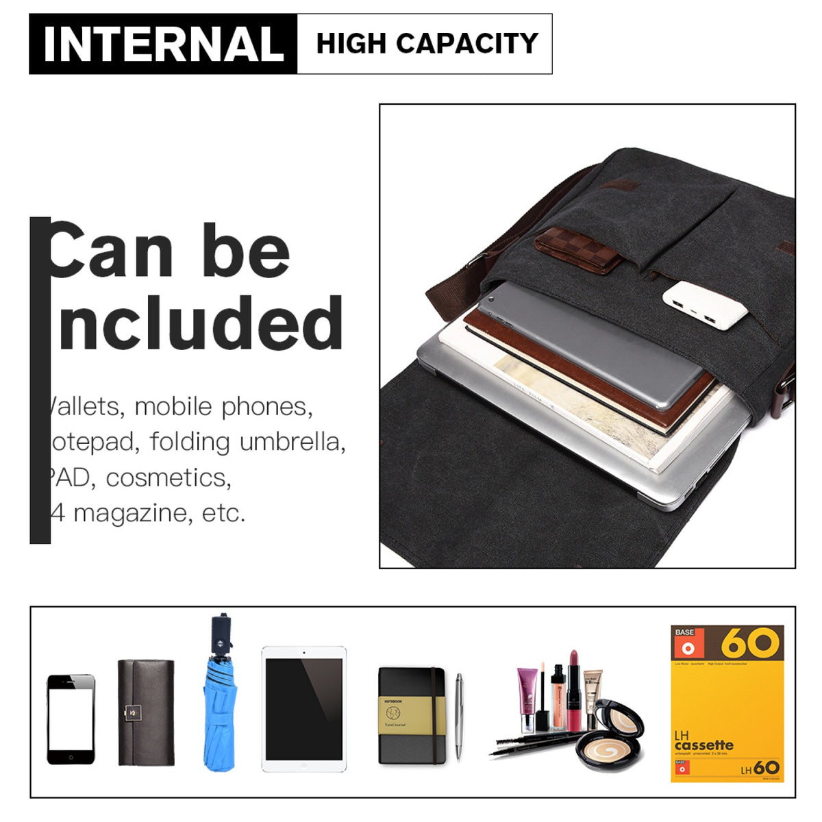 Kono RFID-Blocking Retro Style Canvas Cross Body Messenger Bag