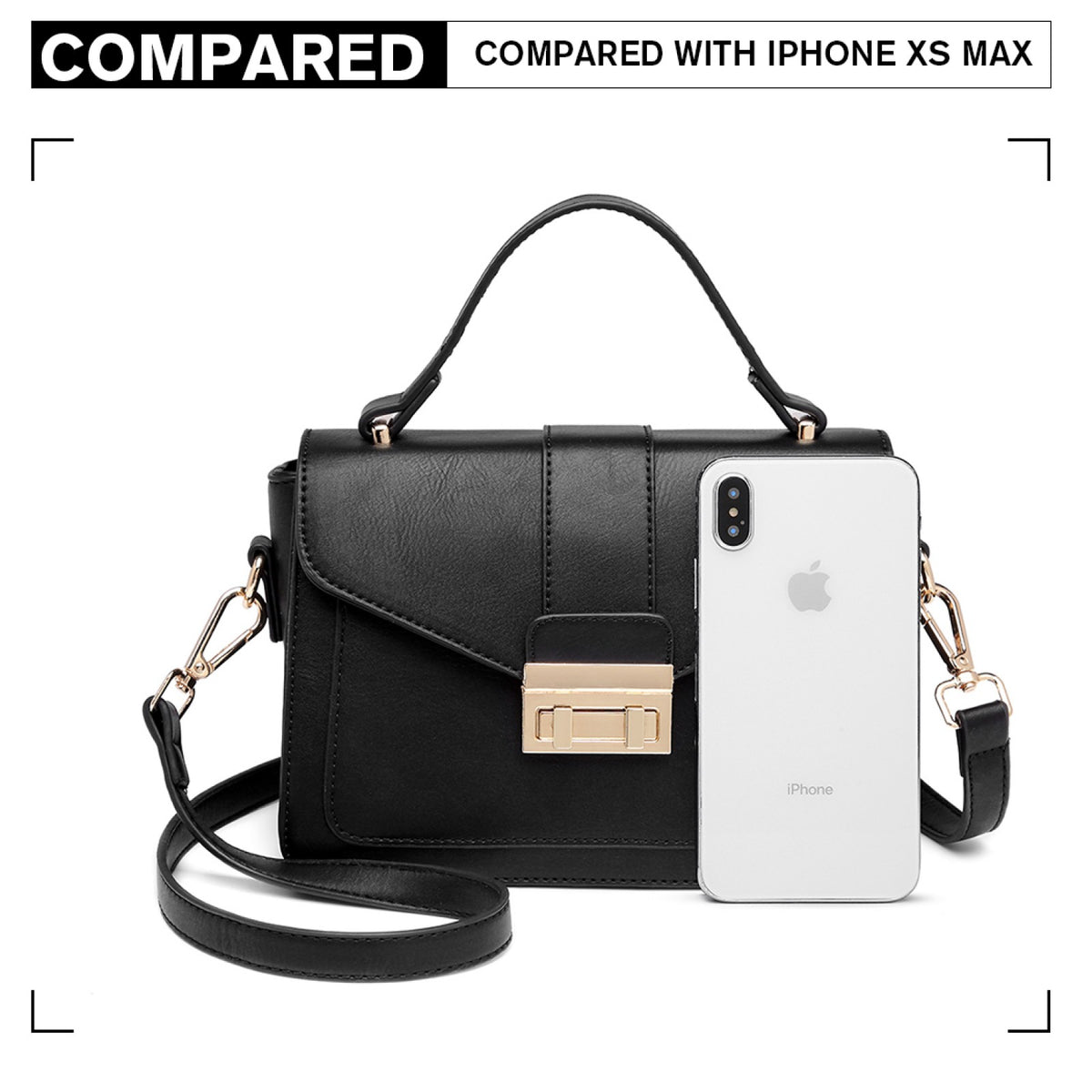Miss Lulu Leather Look Midi Handbag
