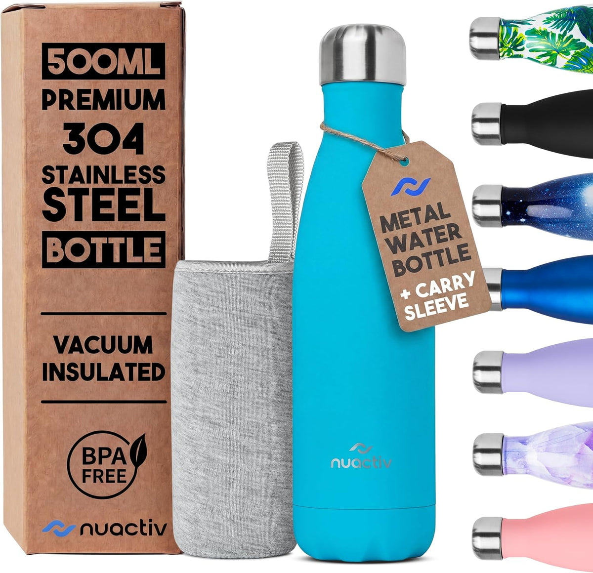 Stainless Steel Water Bottle 500Ml Vacuum Insulated Metal Flask