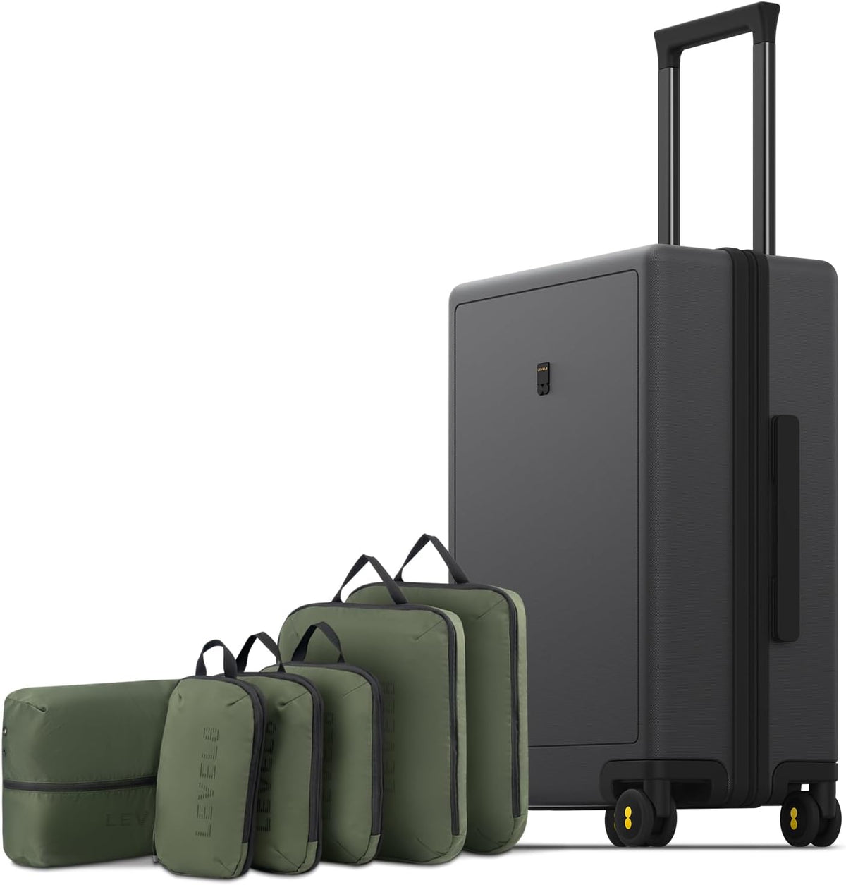 Checked Luggage 24 Inch Suitcase Hand Luggage Lightweight 100% PC Micro-Diamond Textured Design, Medium Size with Wheels, TSA Approved Hard Shell for Women Men for Travel(66Cm, 65,Dark Grey)