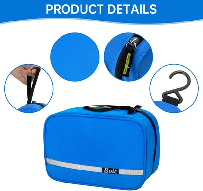 Hanging Toiletry Bag, Foldable Travel Wash Bag with Hanging Hook, Blue