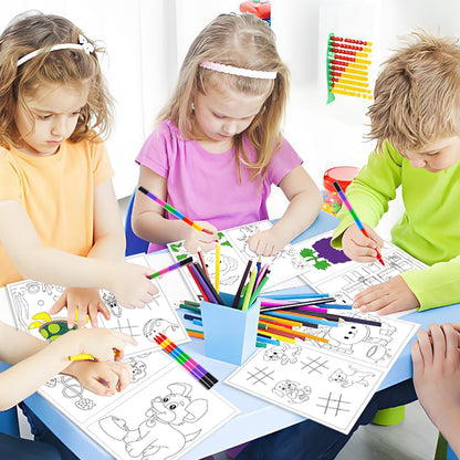 12 Pack Mini Colouring Books for Party Bags with 8-In-1 Crayons