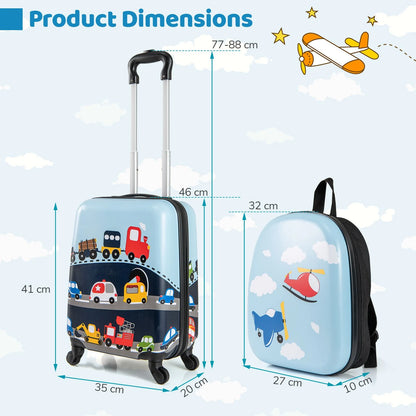 2 Pieces Kid Luggage Set with 4 Spinner Wheels and Telescopic Handle