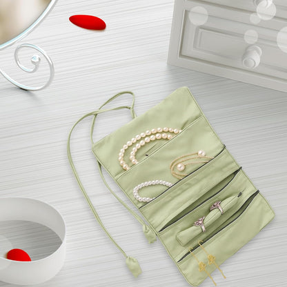 Jewellery Roll, Travel Jewellery Case, Travel Jewellery Organiser, Portable Hand Roll Bag Jewelry Bag for Necklace Ring Bracelet Storage, Foldable Ancient Style Pouch