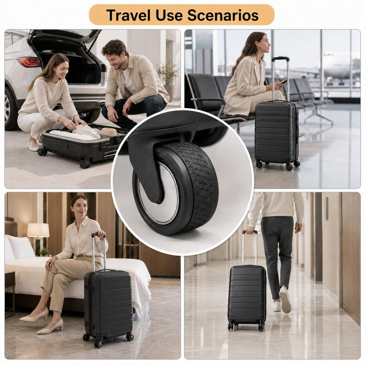 8 Pcs Suitcase Wheel Protectors, Silicone Suitcase Wheel Covers, Silent Luggage Wheels Protector Covers Black