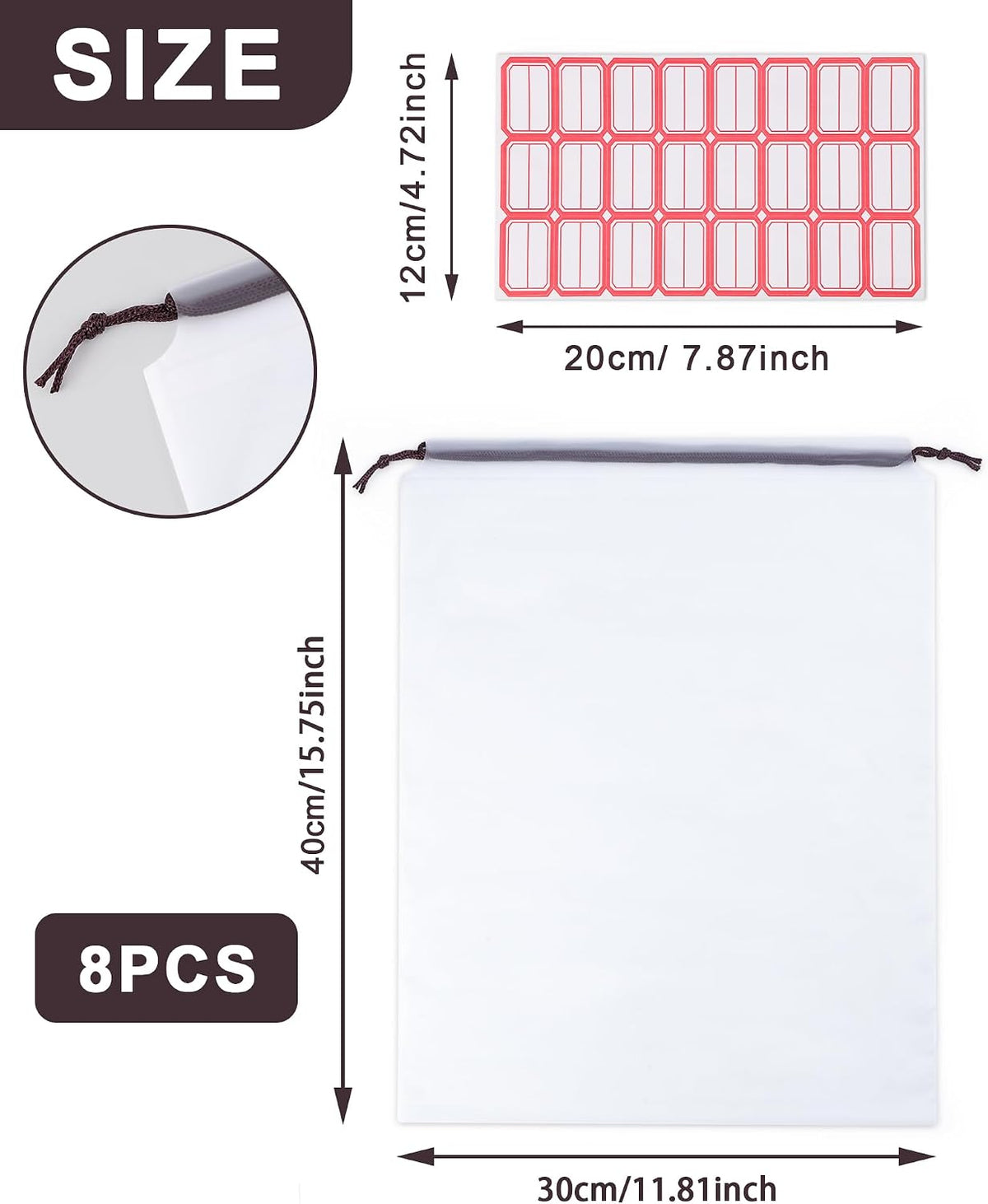 8 Pack Shoe Bags for Travel,30 * 40CM Clear Drawstring Shoe Bags